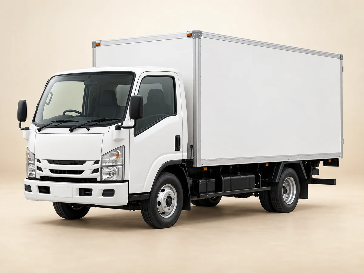 Illustrative white enclosed light-duty lorry